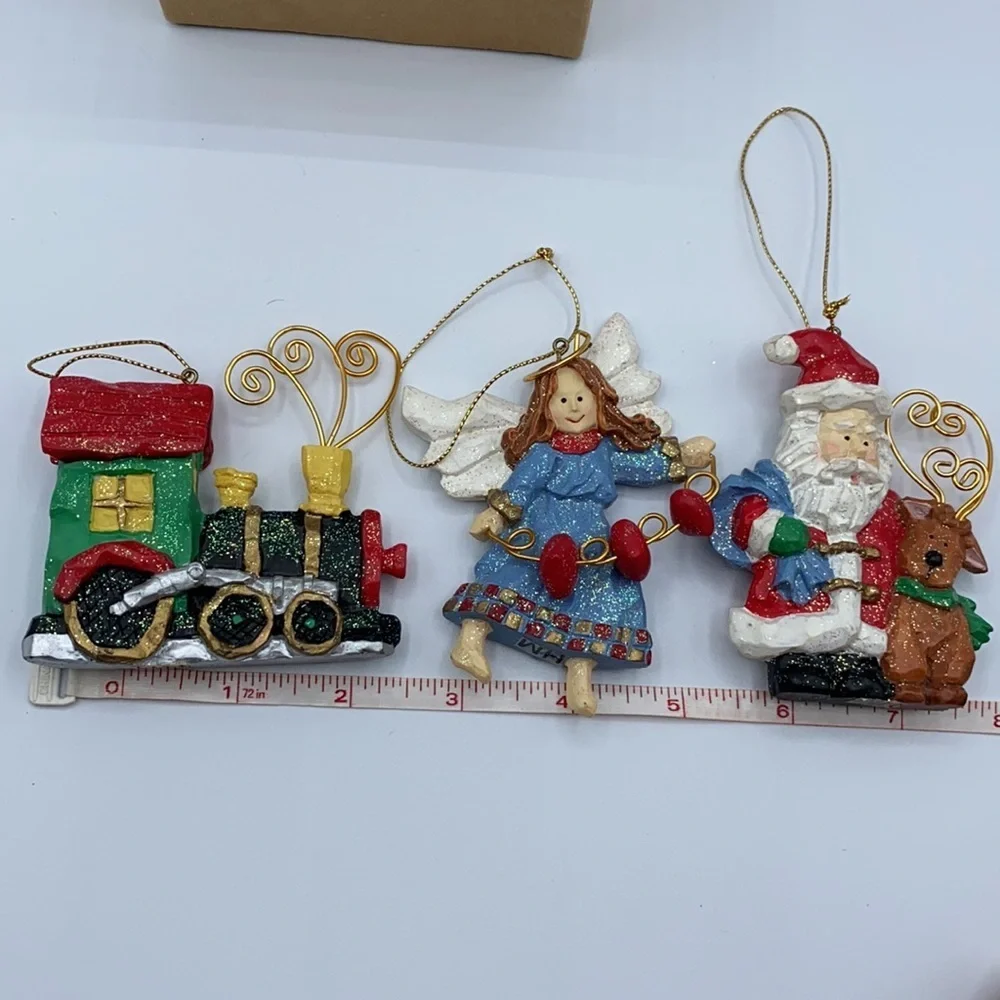 Avon 1998 Folkart Sparkle Ornament Set of 3 Christmas